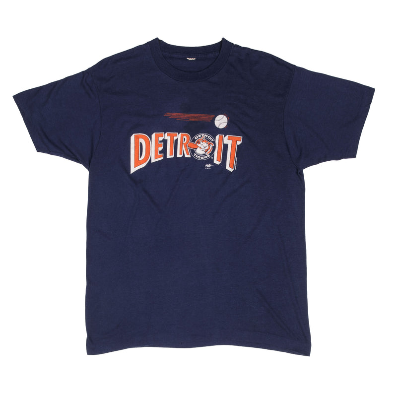 Vintage MLB Detroit Tigers Tee Shirt 1980S Size Medium With Single Stitch Sleeves.
