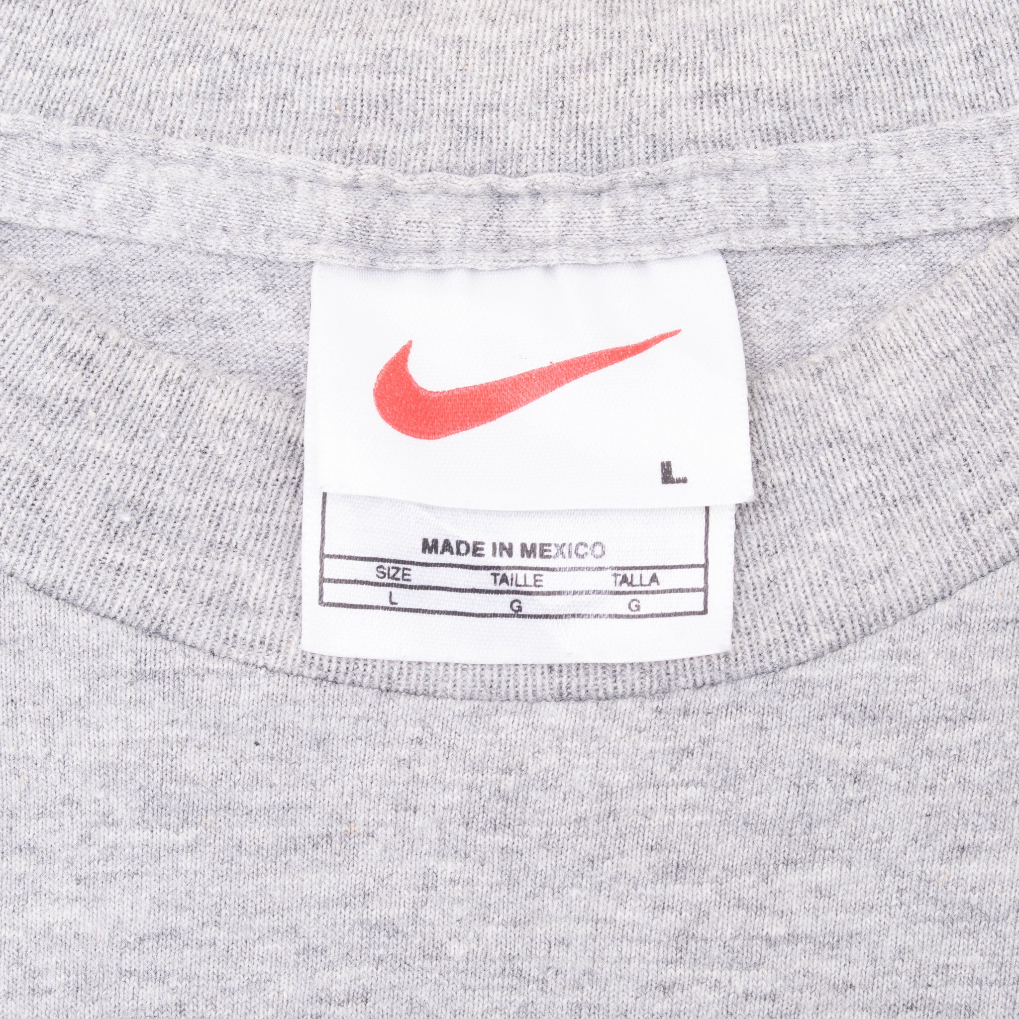 Vintage Nike Big Swoosh Long Sleeve Grey Tee Shirt 1990S Size Large