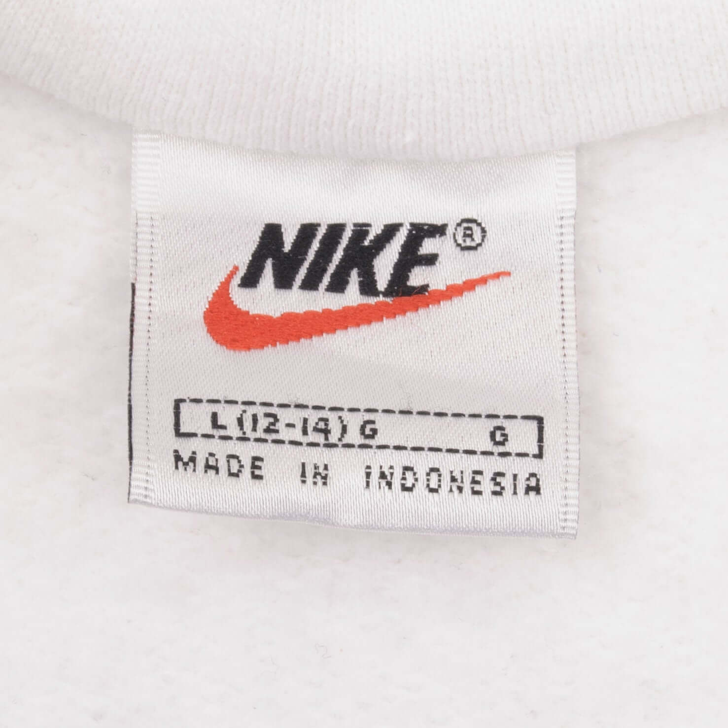 Vintage Nike Middle Swoosh White Sweatshirt 1990s Size Large Made In USA