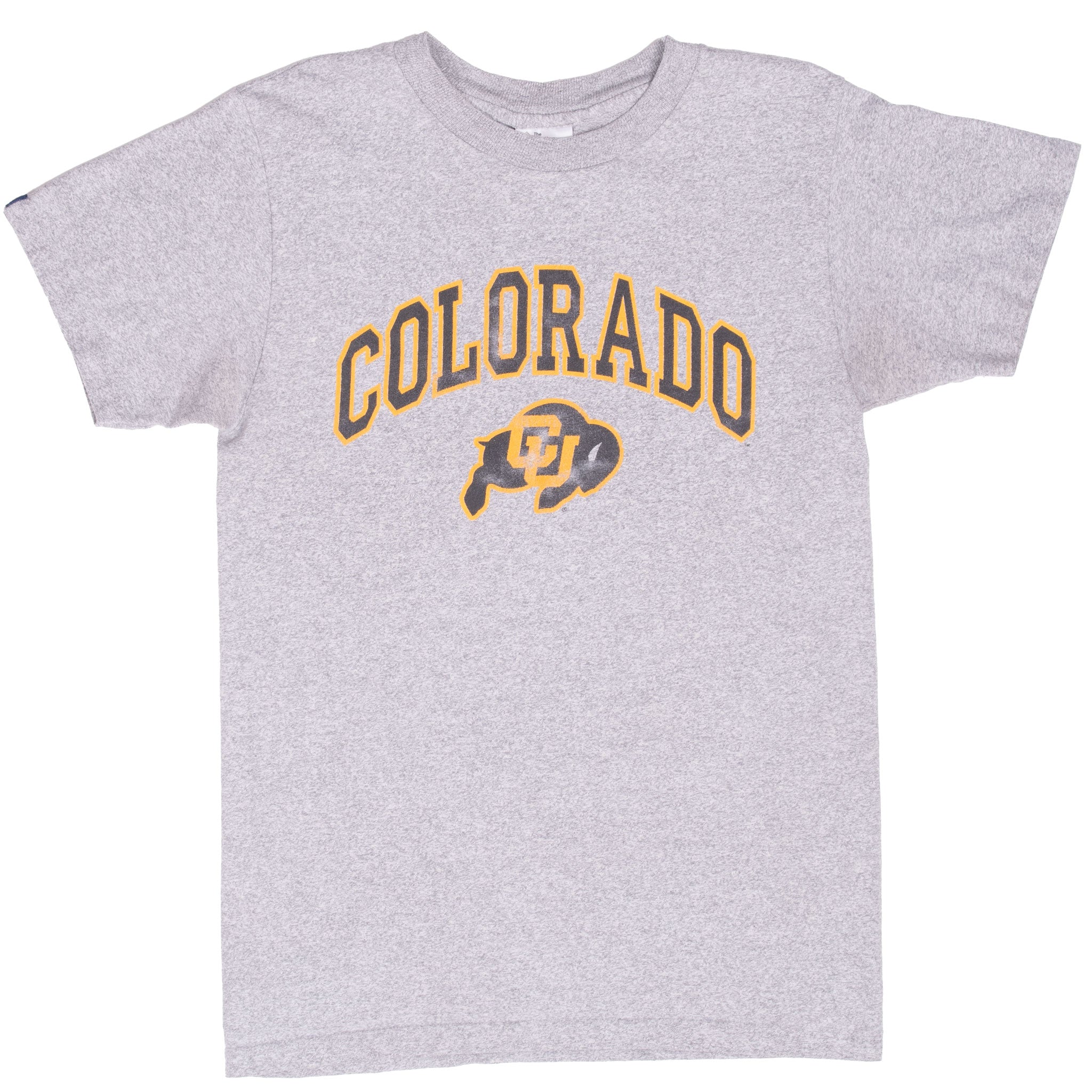 Vintage Ncaa Colorado Golden Buffaloes Grey Tee Shirt 1990S Size Small Made In Usa With Single Stitch Sleeves