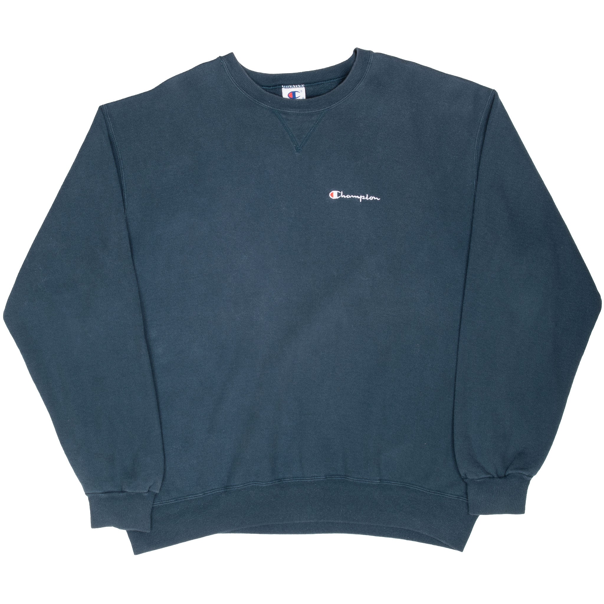 VINTAGE CHAMPION SMALL LOGO BLUE SWEATSHIRT 1990S SIZE 2XL