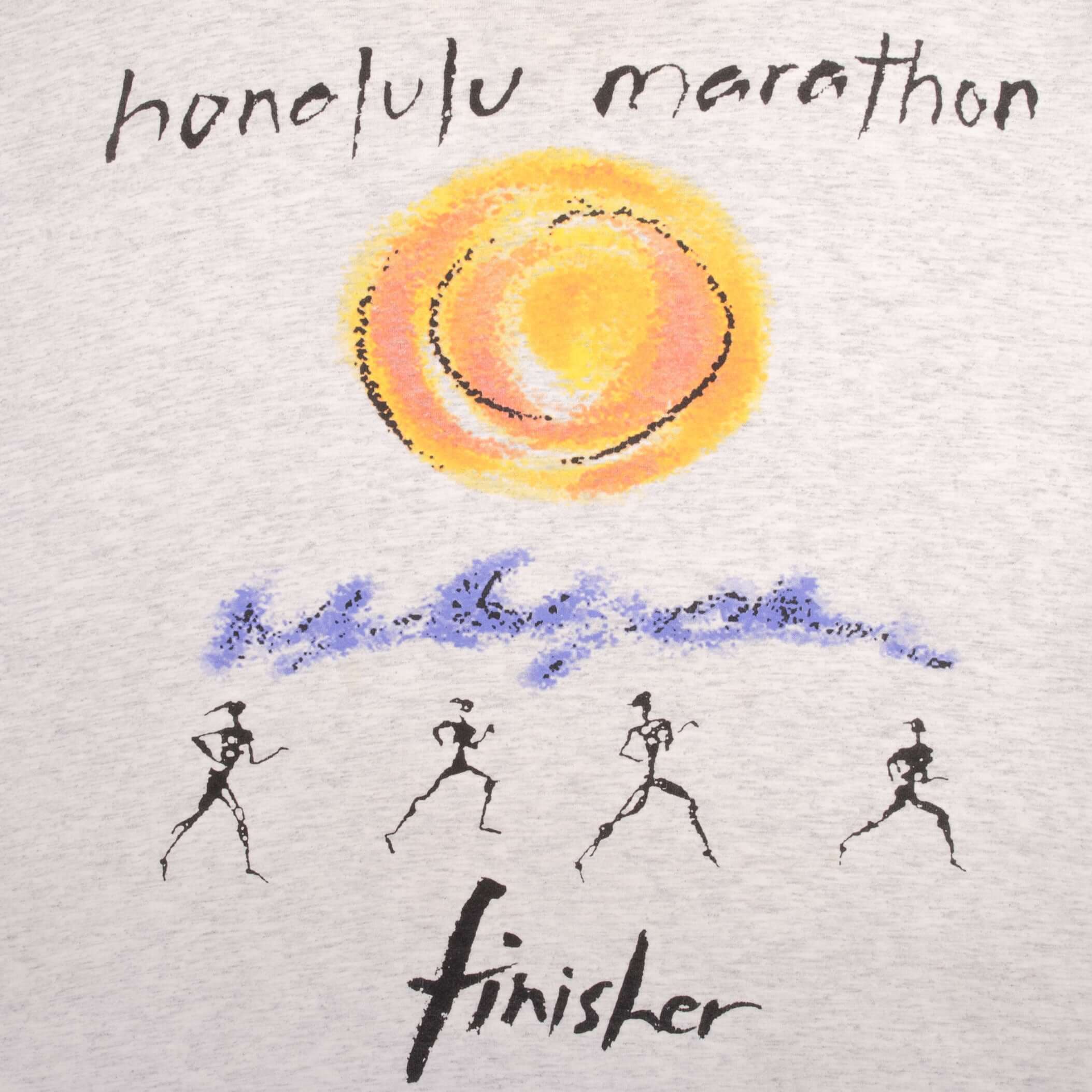 Vintage Nike Honolulu Marathon Finisher 1993 Tee Shirt Size Large Made In USA With Single Stitch Sleeves. Gray Label