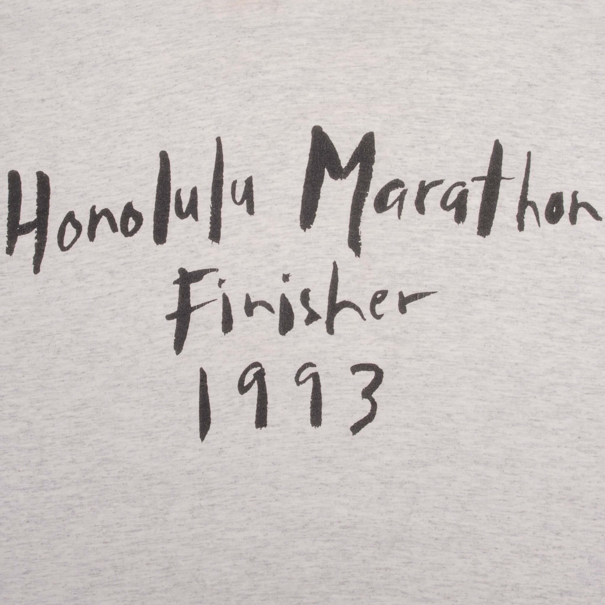 Vintage Nike Honolulu Marathon Finisher 1993 Tee Shirt Size Large Made In USA With Single Stitch Sleeves. Gray Label