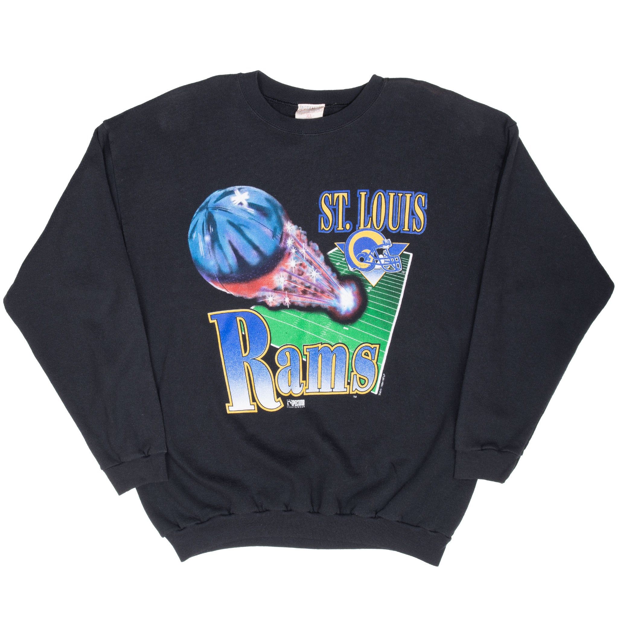 VINTAGE NFL ST LOUIS RAMS BLACK SWEATSHIRT 1994 SIZE XL