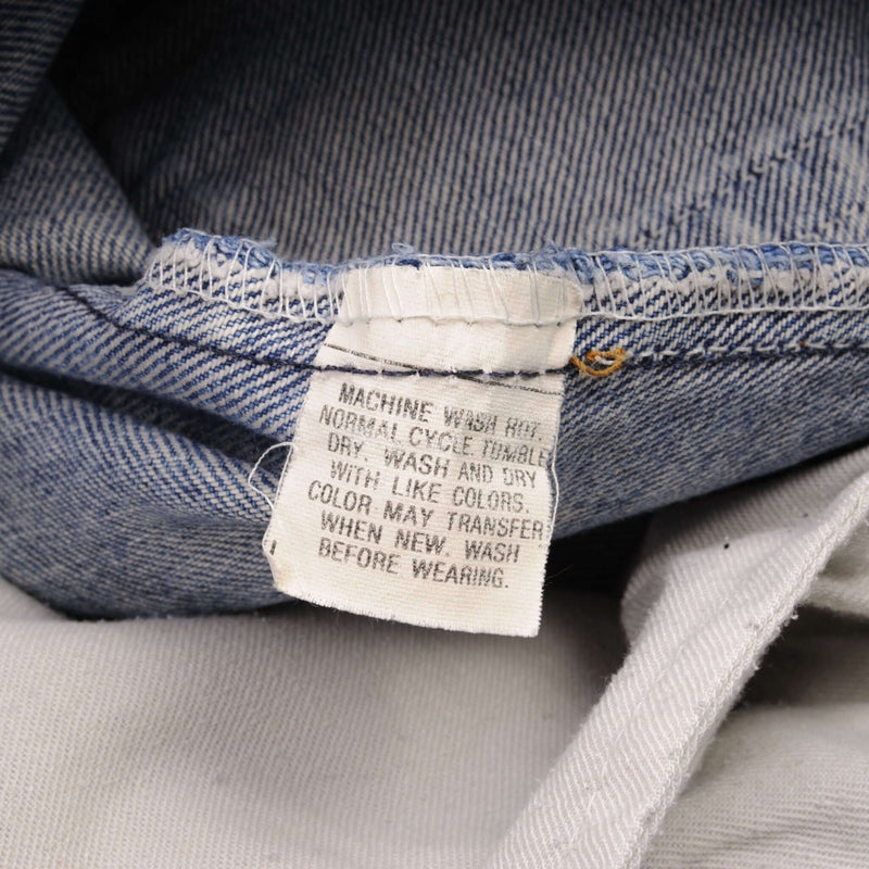 Beautiful Indigo Levis 505 Short Jeans Made in USA with a medium light blue wash 1980S With Light Whiskers  Size 28  Back Button #513