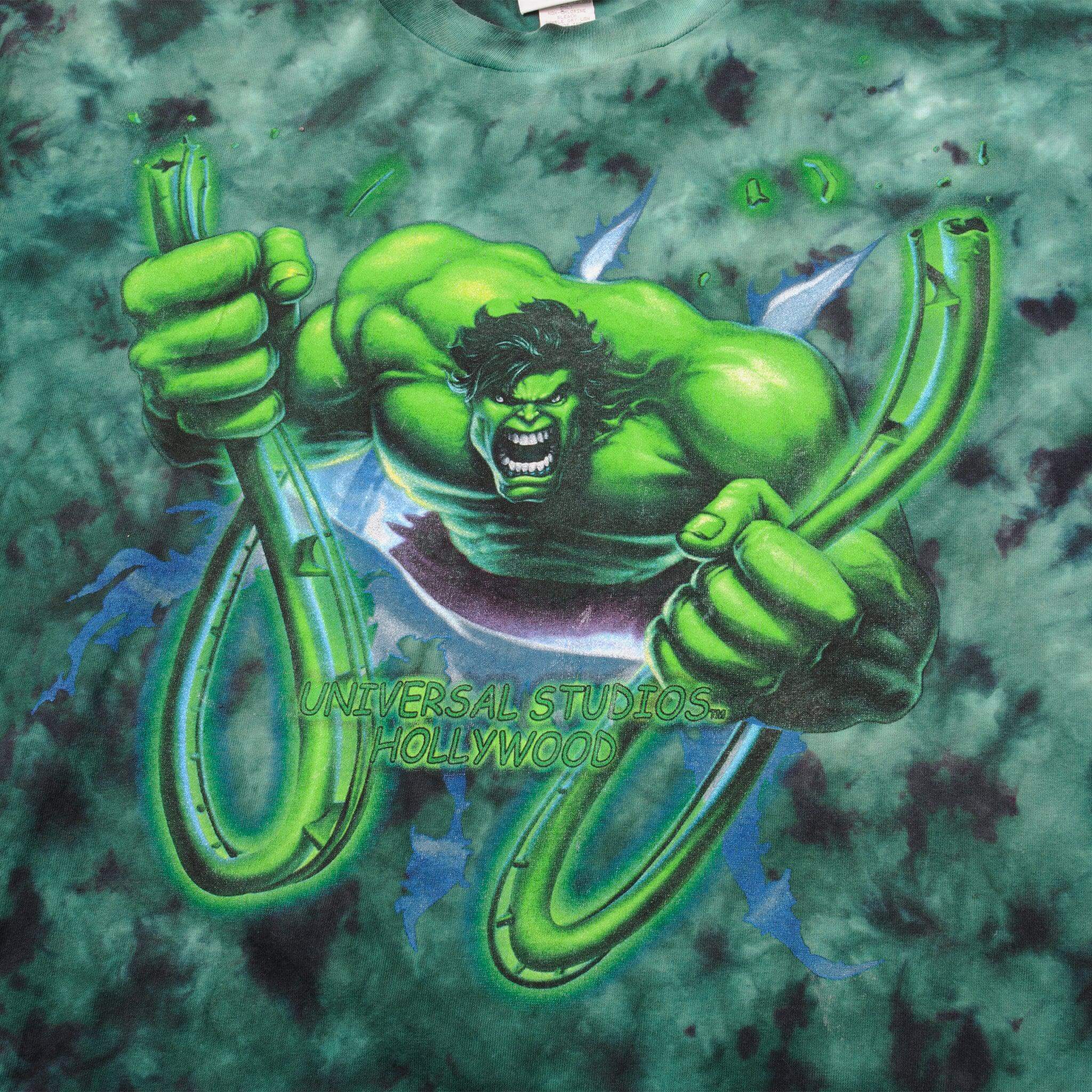 VINTAGE TIE-DYE UNIVERSAL STUDIOS HOLLYWOOD HULK TEE SHIRT 1990S XL MADE IN USA