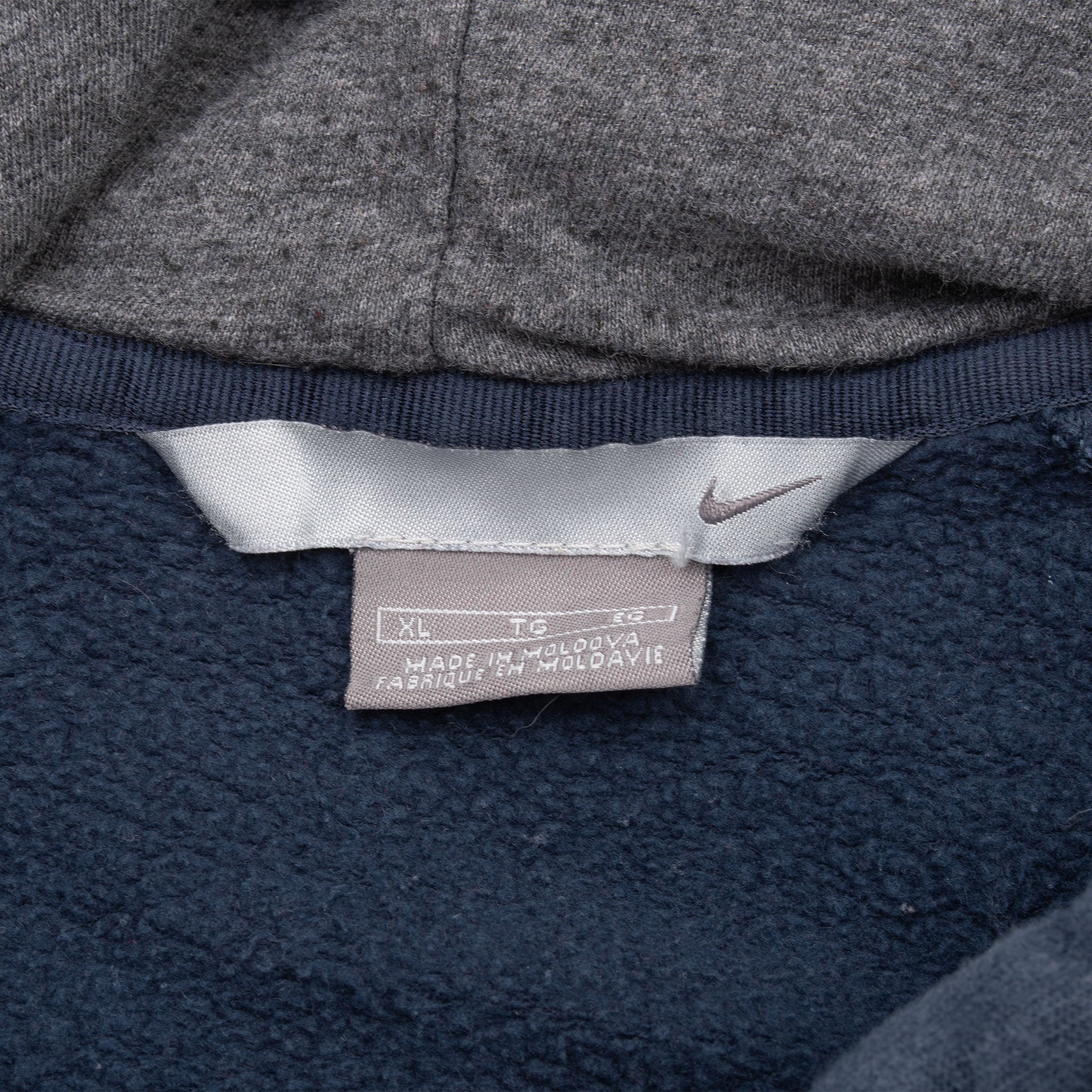 Vintage Nike Classic Swoosh Navy Hoodie Sweatshirt 2000S Size XL