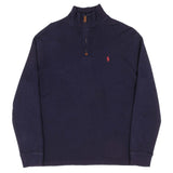 Polo Ralph Lauren Navy Blue Quarter Zip Sweatshirt Size Large 