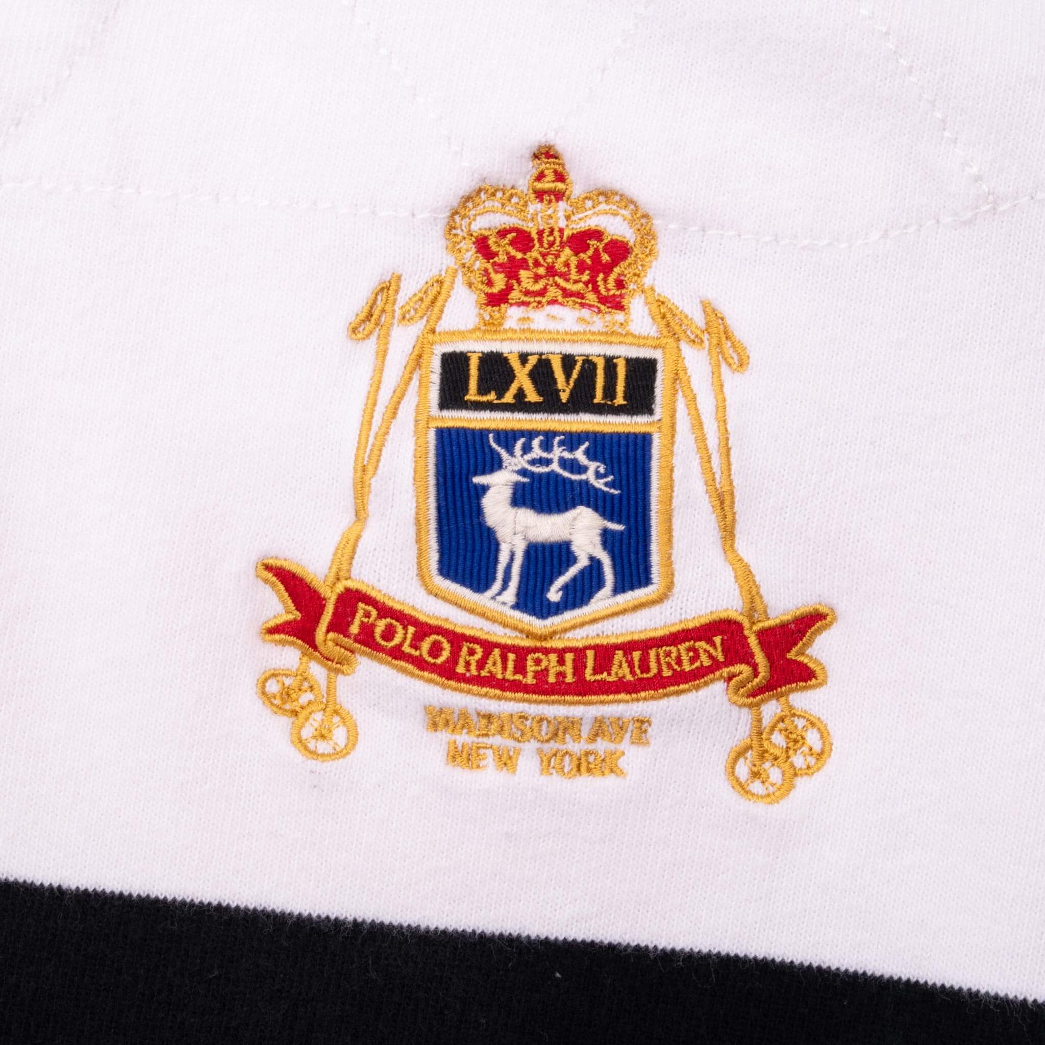 Vintage Ralph Lauren Madison Ave New York White Rugby Polo Shirt 1990S Size Medium