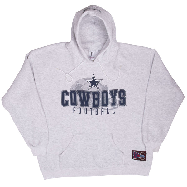 Vintage Nfl Dallas Cowboys Grey Hoodie Sweatshirt 1992 Size XL Made In Usa