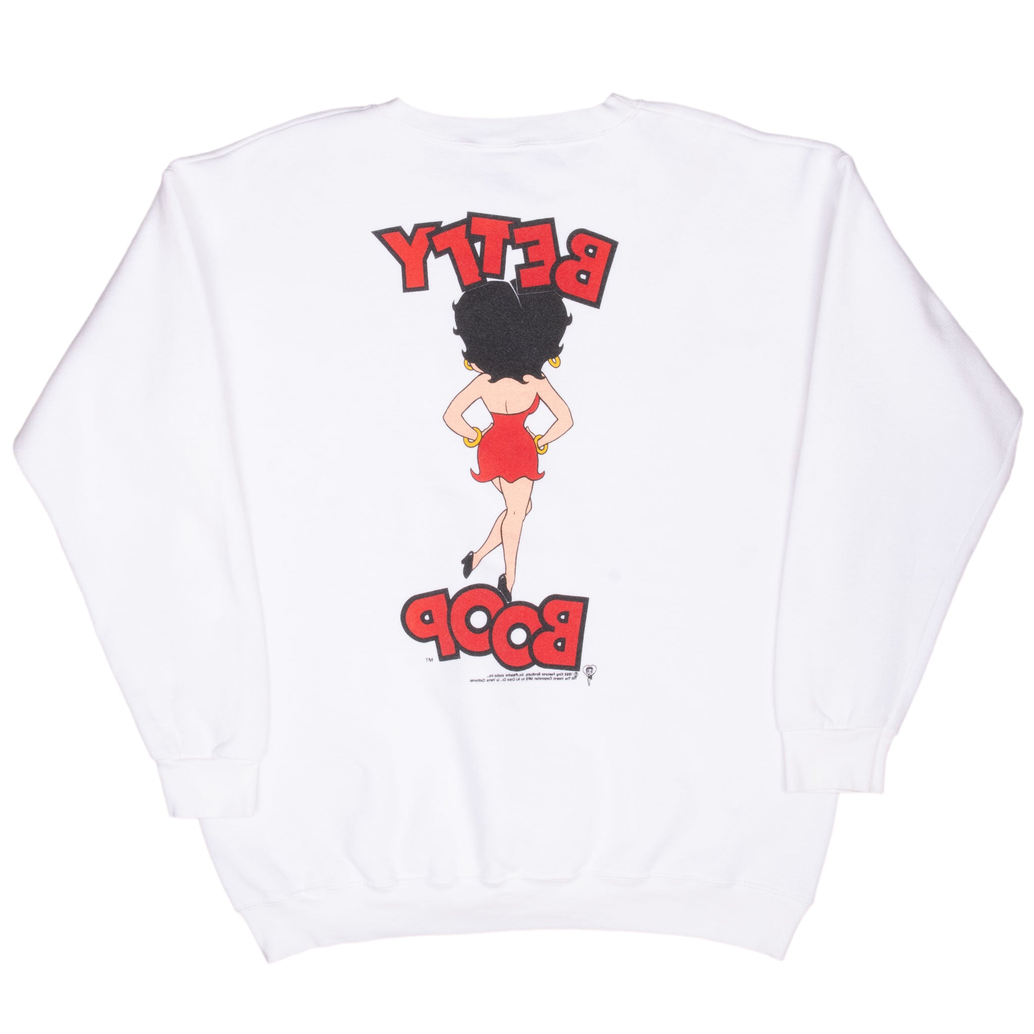 Vintage Betty Boop White Sweatshirt 1996 Size Large Made In Usa