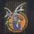 Close-up of Seto Kaiba and Blue-Eyes White Dragon front graphic on black Yu-Gi-Oh tee