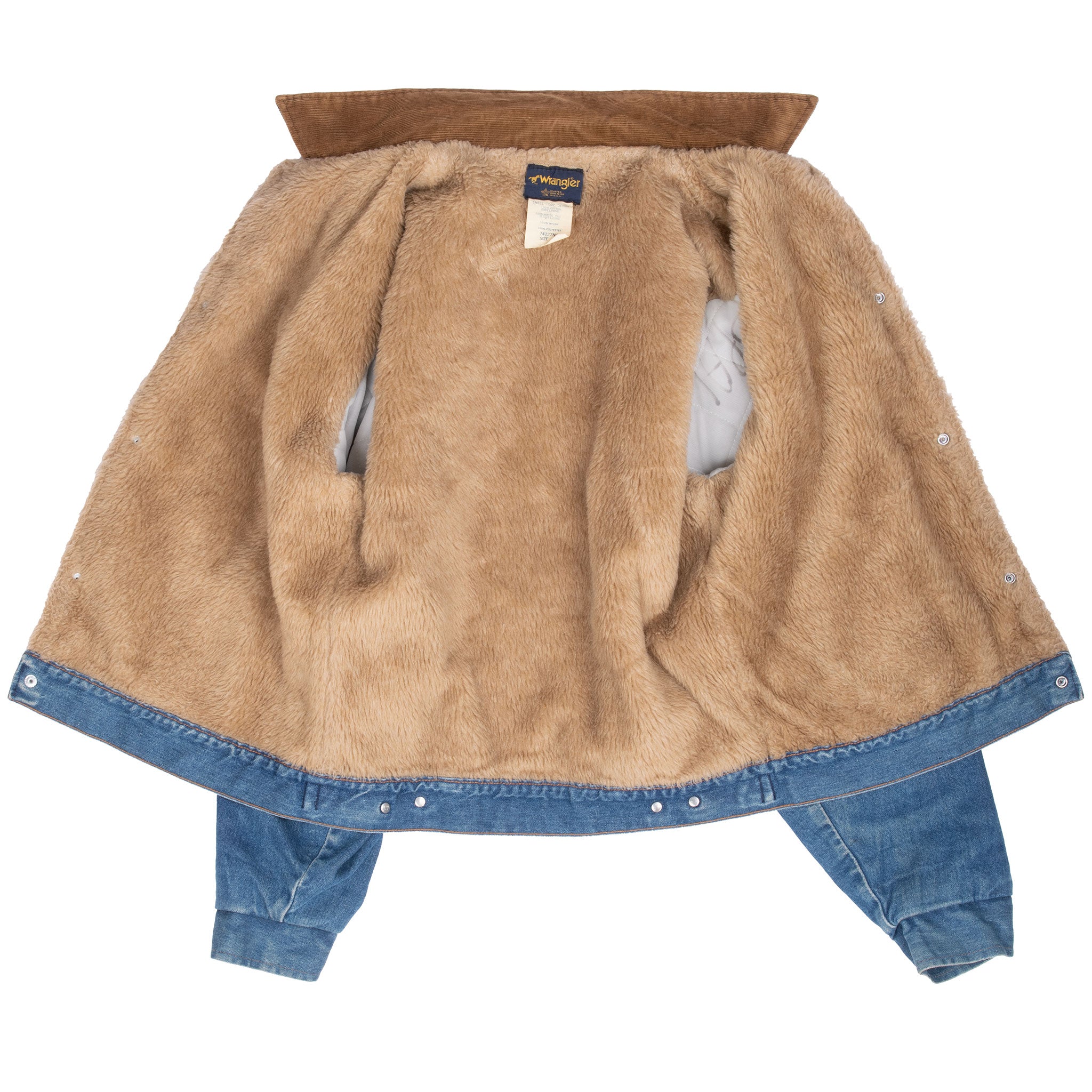 Vintage Wrangler Fur Lined Denim Jacket 74227Nv 1970S Size 38 Made In Usa