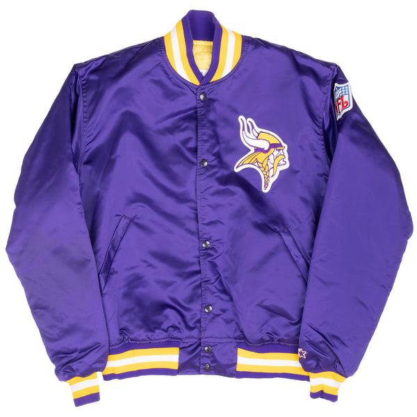 Vintage Nfl Minnesota Vikings Satin Starter Bomber Jacket 1990S Size Large Made In Usa