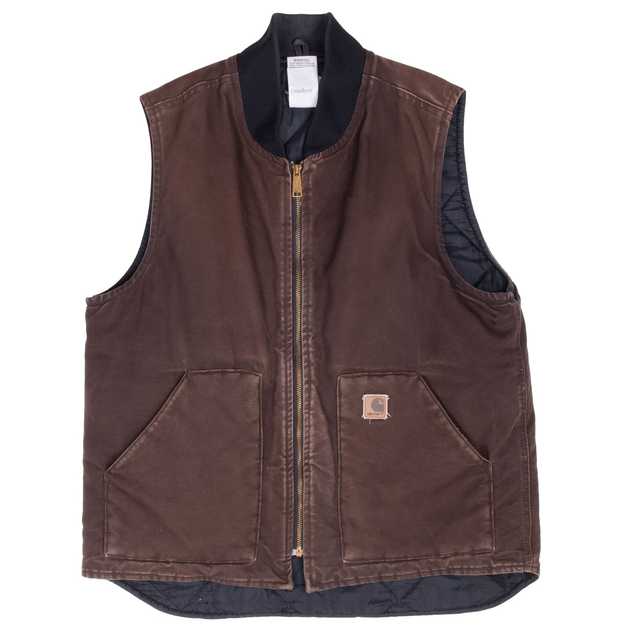 Vintage Carhartt Brown Quilt Lined Vest Jacket V02Dkb 2007 Size Large Tall