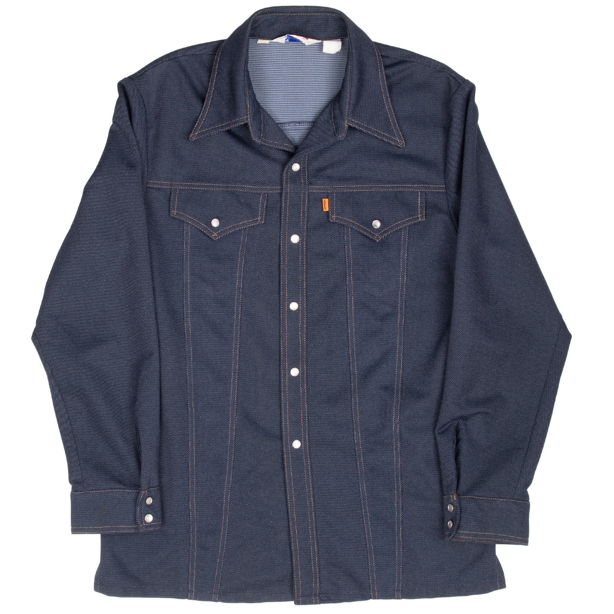 Vintage Levis Orange Tab Two Pockets Pearl Button Jacket 1970S Size Large Long