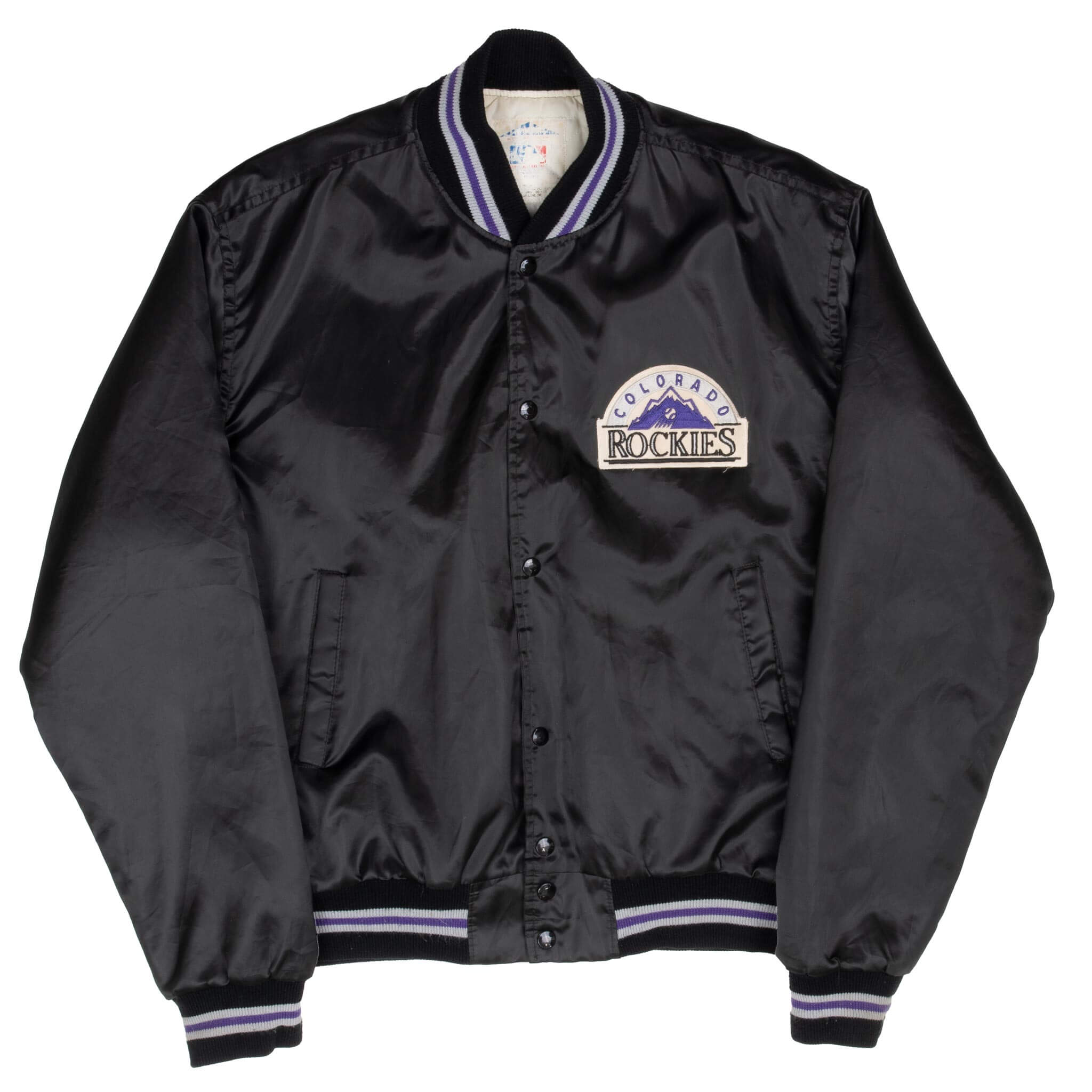 Vintage Mlb Colorado Rockies Satin Varsity Jacket 1990S Size XL Made In Usa