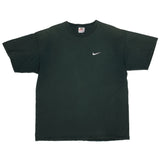 Vintage Nike Small Swoosh Embroidered Green Tee Shirt Late 1990s Size XL Made In USA.