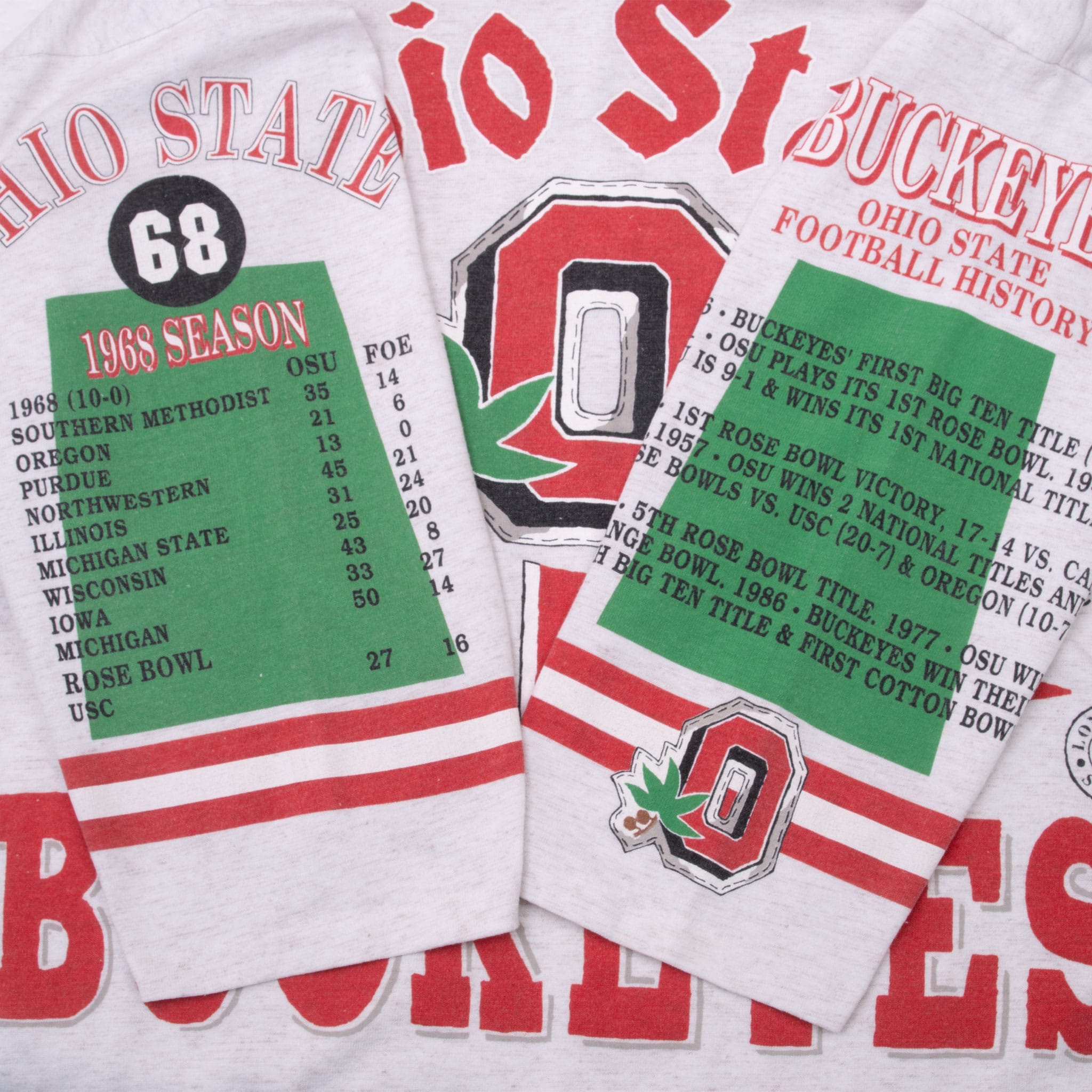VINTAGE NCAA OHIO STATE BUCKEYES 1968 CHAMPIONS 1992 TEE SHIRT XL MADE USA