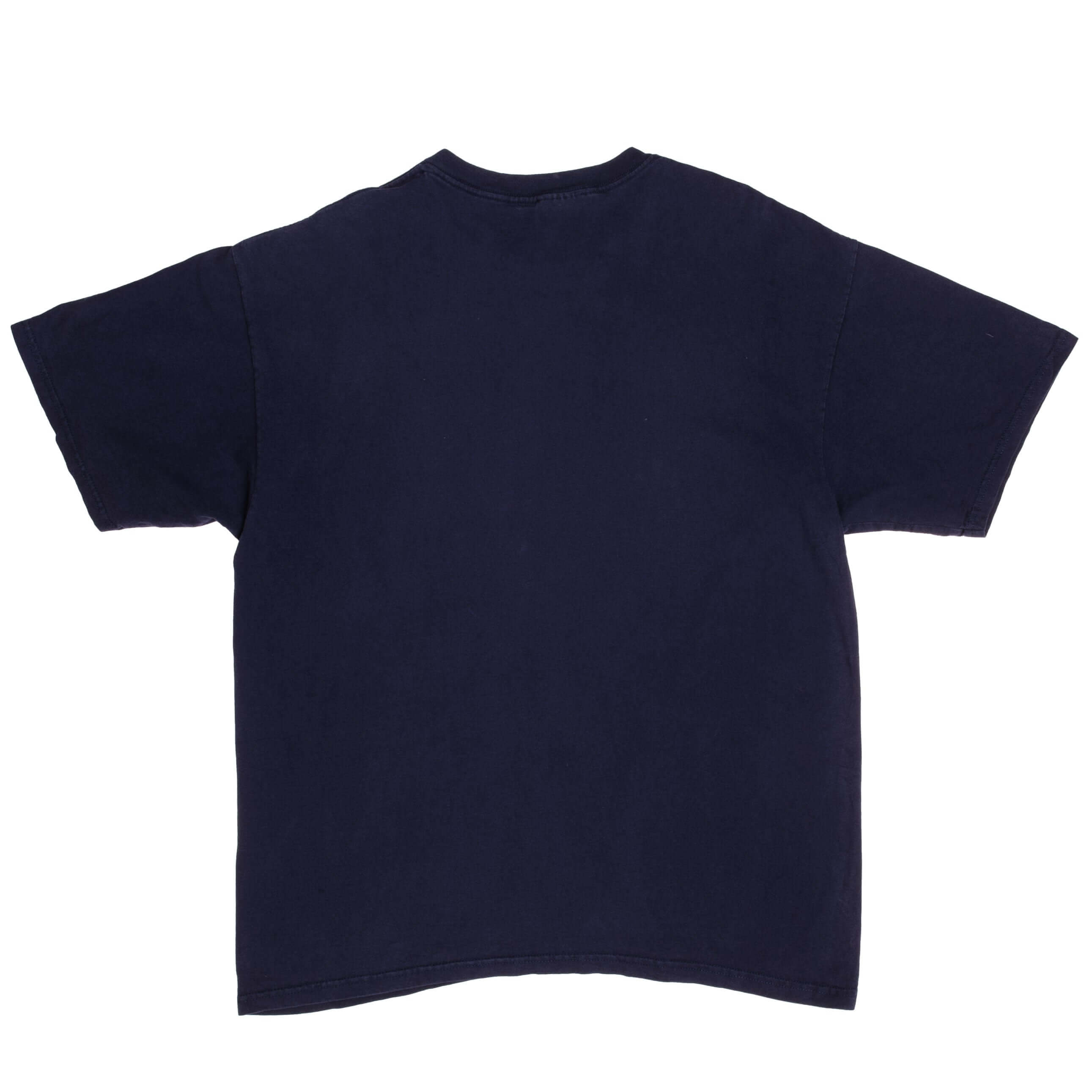 Vintage Nike Small Swoosh Embroidered Blue Tee Shirt Late 1990s Size Large Made In USA.