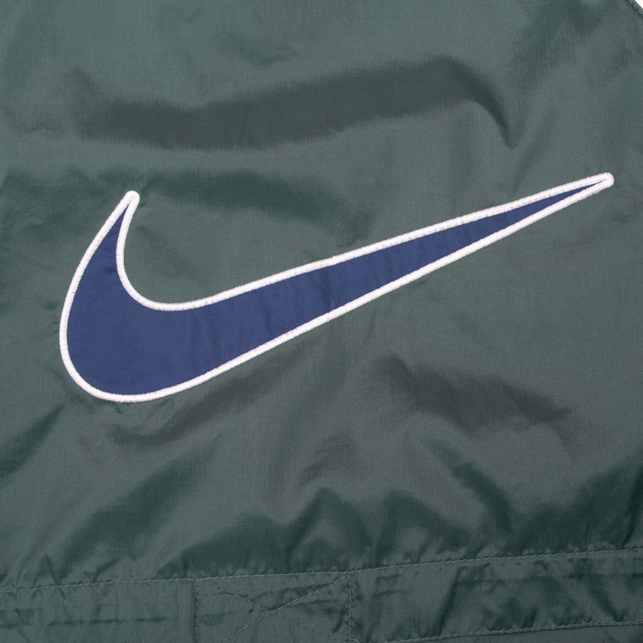 VINTAGE NIKE BIG SWOOSH GREEN WINDBREAKER JACKET 1990S SIZE LARGE