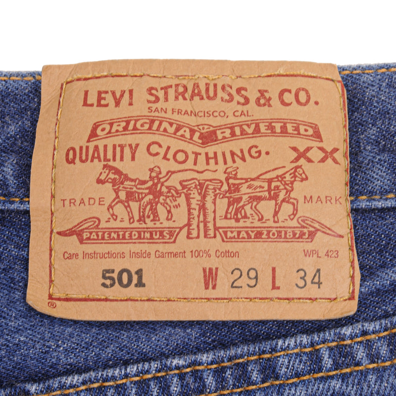 Vintage Levis 501 Indigo Jeans 1990S Size 29X34 Made In Usa Back button #552