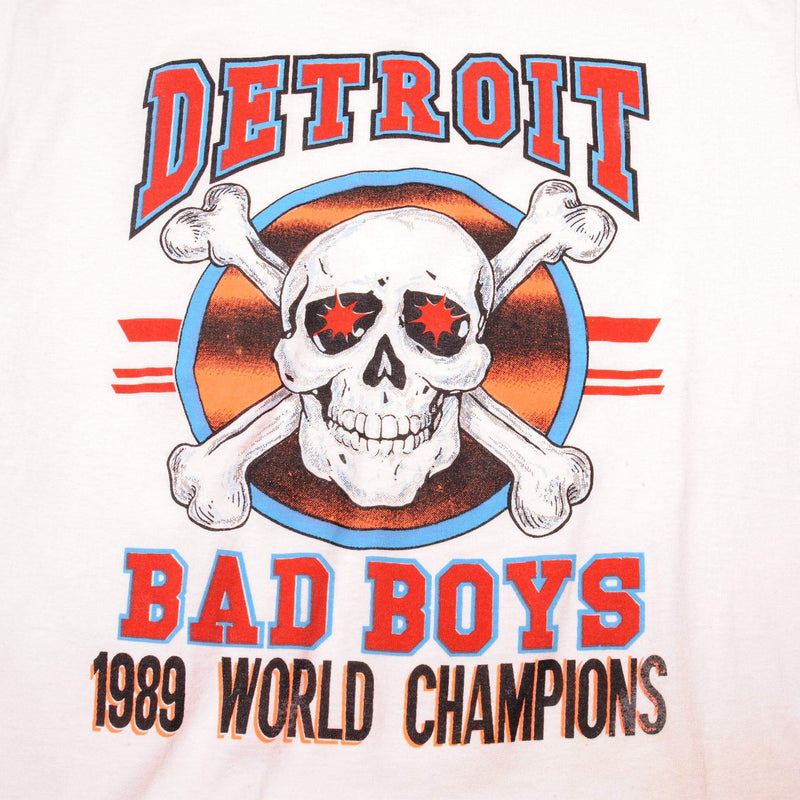 VINTAGE NBA DETROIT PISTONS WORLD CHAMPIONS TEE SHIRT 1989 SIZE MEDIUM MADE IN USA