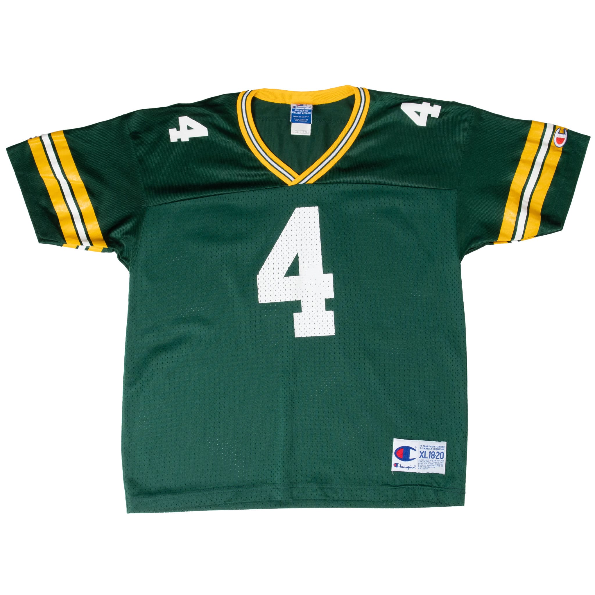 VINTAGE NFL GREEN BAY PACKERS FAVRE #4 CHAMPION JERSEY 1990S SIZE XL YOUTH