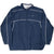 Full front view of navy Nike zip-up windbreaker with white piping