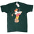 Full front of dark green Disney T-shirt with Mickey Mouse golf graphic and attached tags