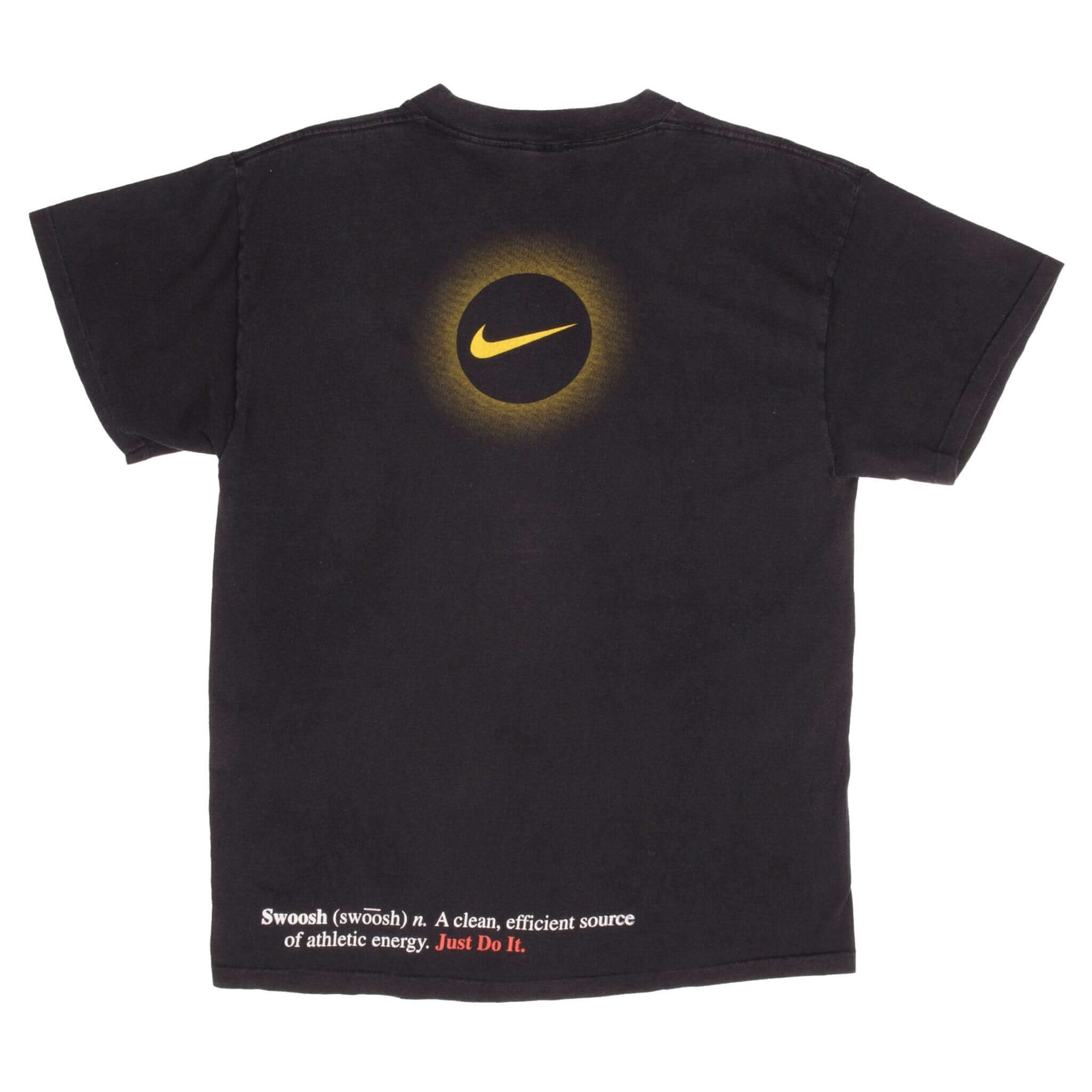 Vintage Nike Big Swoosh Definition Black Tee Shirt Late 1990s Size Large Made In USA.
