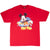 Full front view of red Disney Mickey Mouse short-sleeve T-shirt