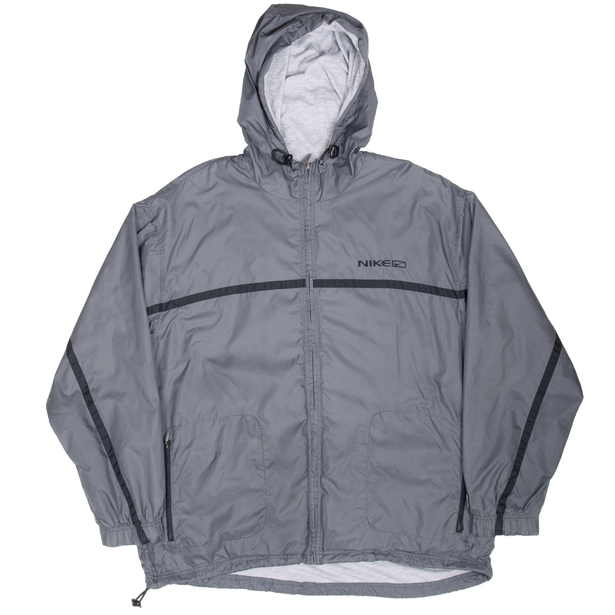 Vintage Nike Grey Hooded Windbreaker Jacket 2000S Size Large