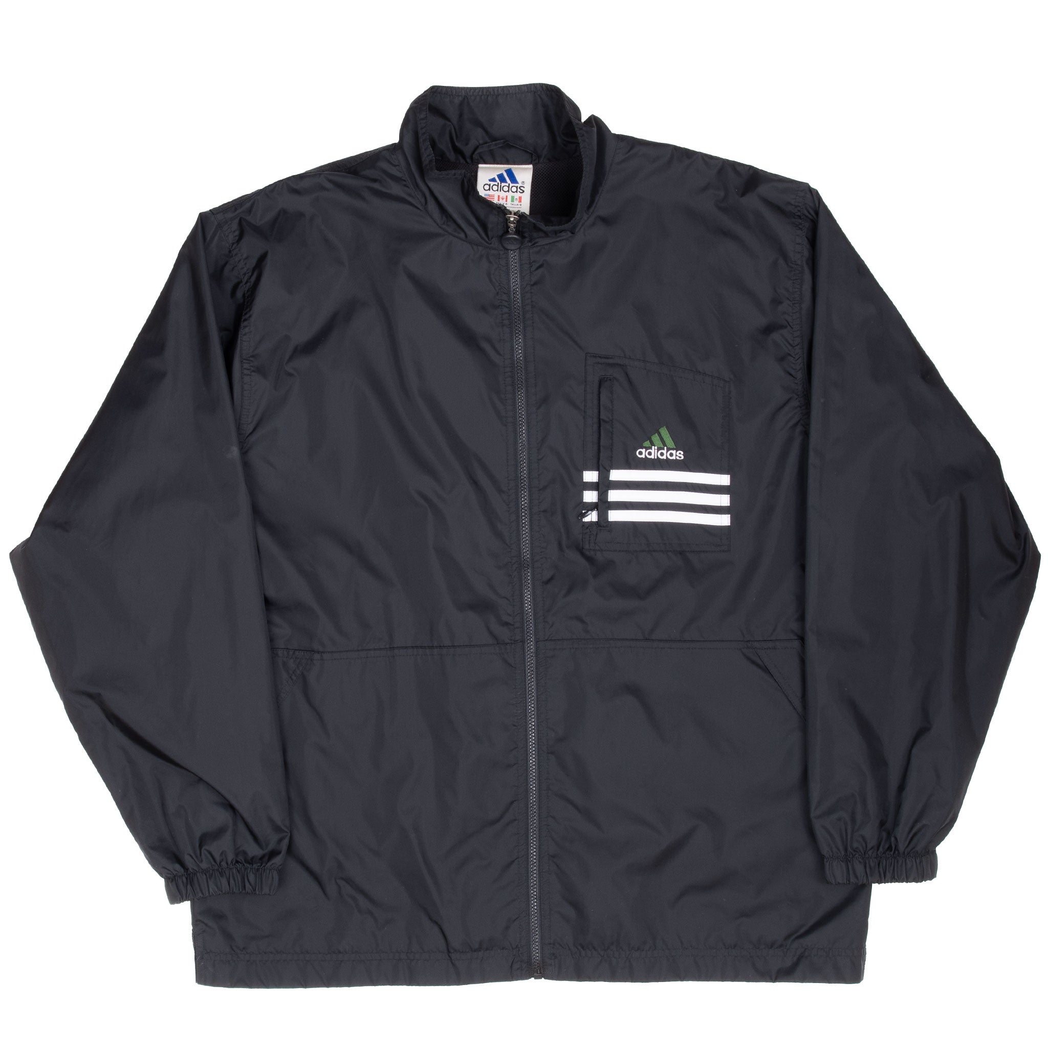 Vintage Adidas Black Windbreaker Jacket 1990S Size Large
