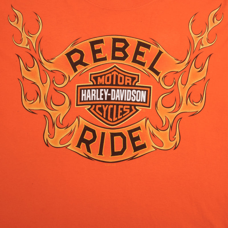 Vintage Harley Davidson Pelham Alabama Flame Long Sleeve Tee Shirt Size Medium