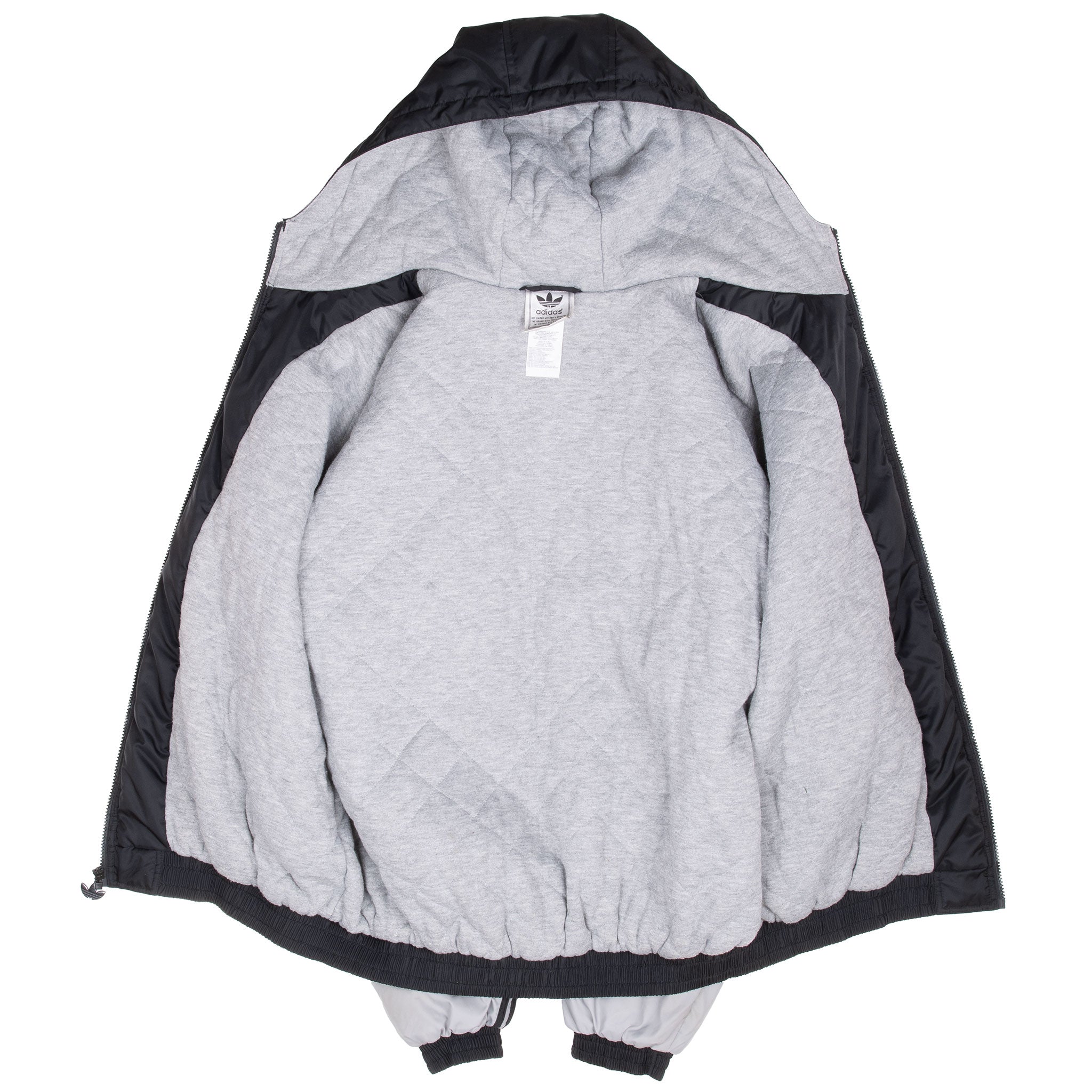 Vintage Adidas Black Grey Hooded Windbreaker Jacket 1990S Size Medium