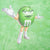 Close-up of Green M&M character print on green tie-dye T-shirt