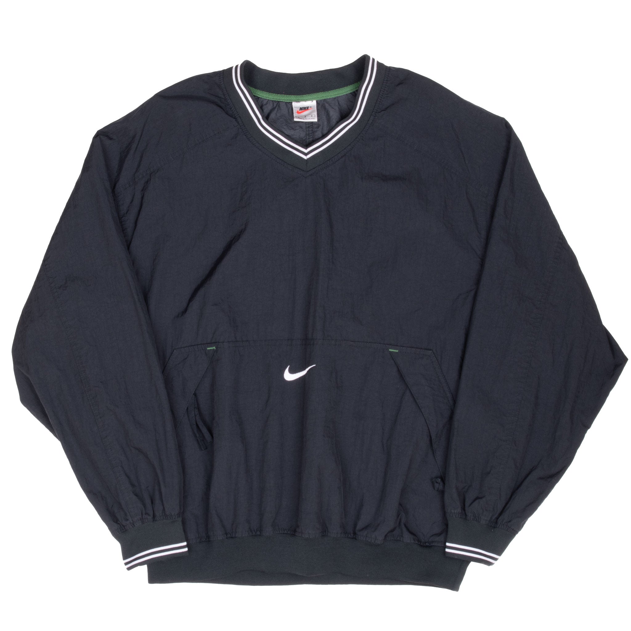 Vintage Nike Center Swoosh Black Pullover Windbreaker Jacket 1990S Size Large