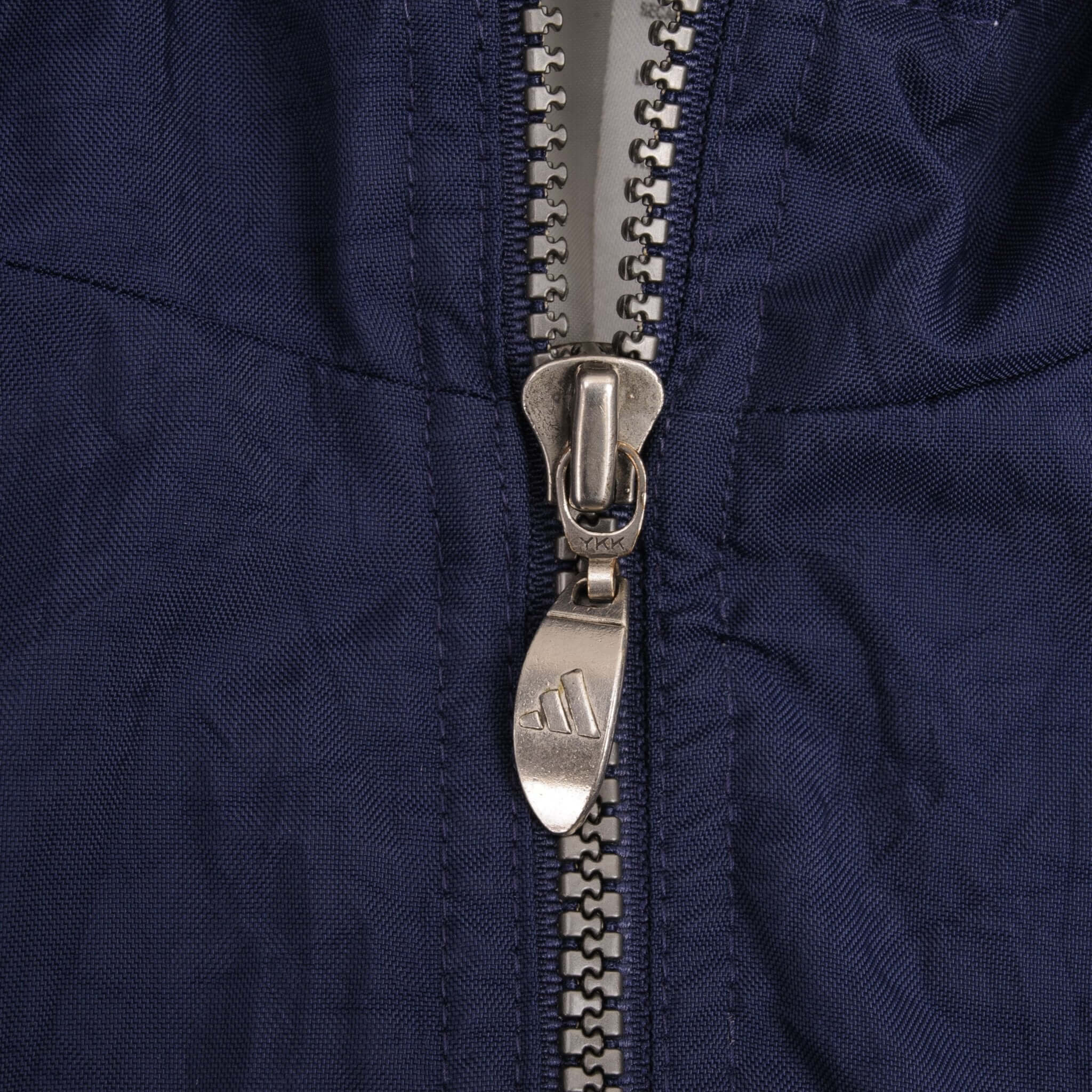 Vintage Adidas Navy Blue Nylon Windbreaker Hooded Jacket 1990S Size Large