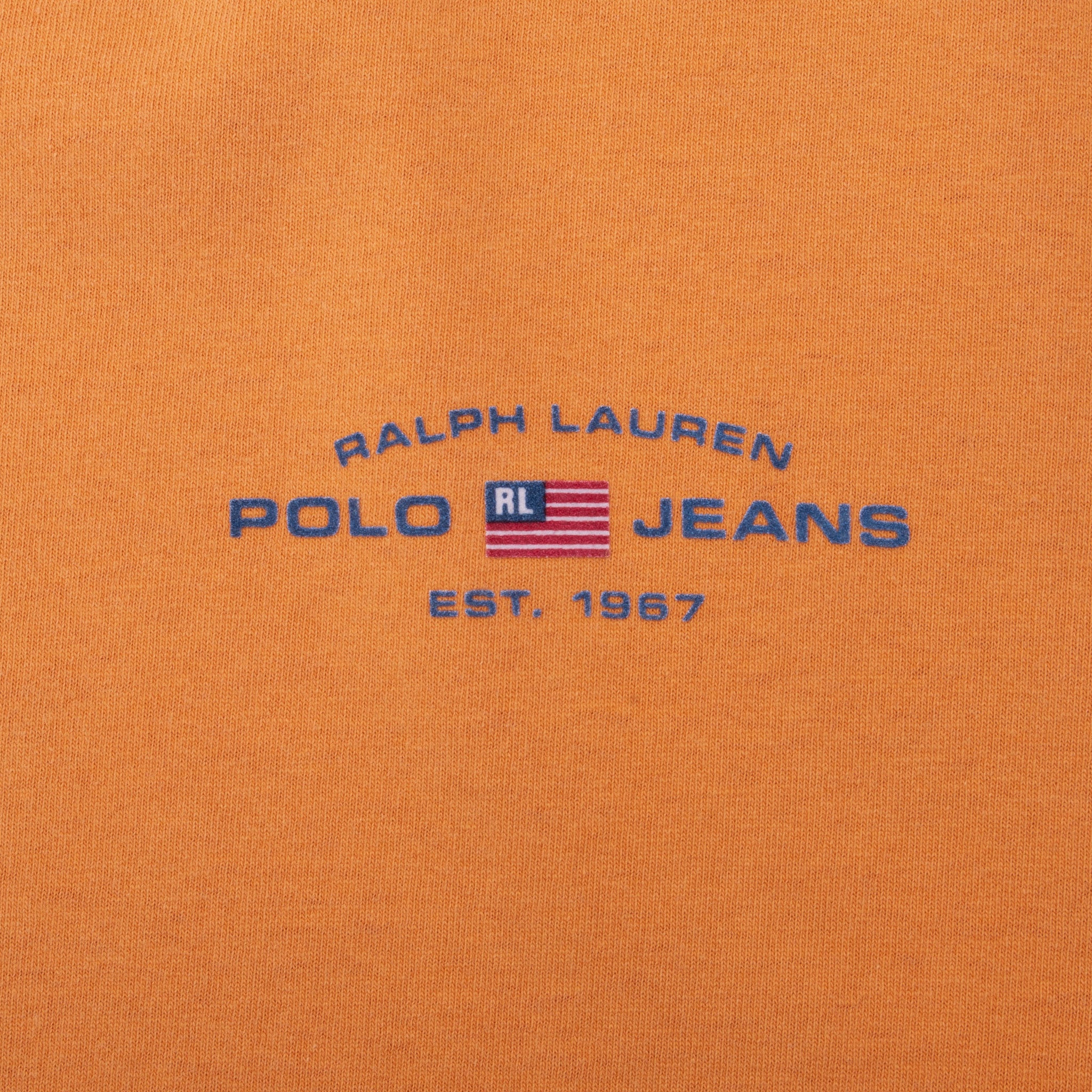 Vintage Ralph Lauren Polo Jeans Co Orange Ringer Tee Shirt 1990S Size XL