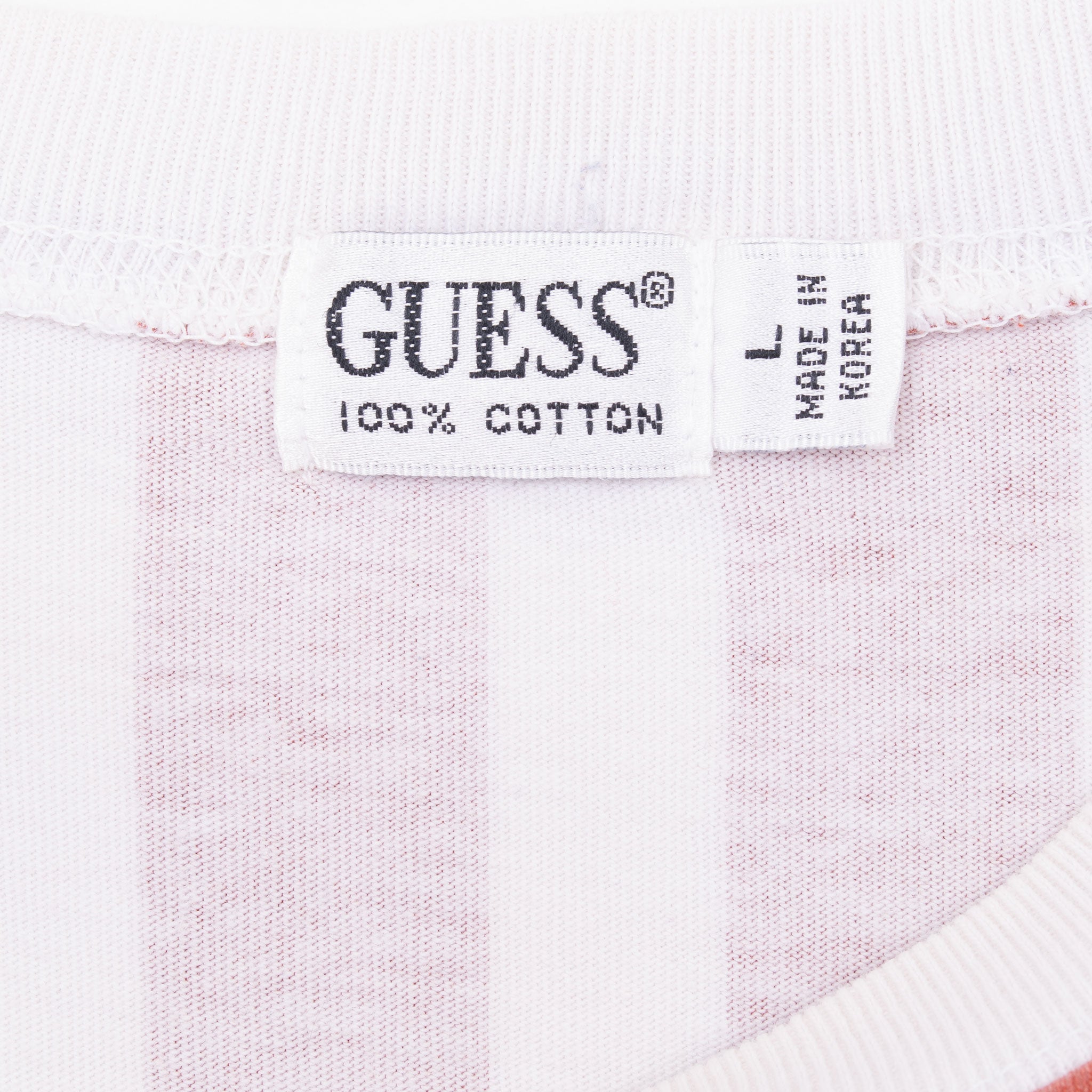 Vintage Guess Jeans Embroidered Striped Tee Shirt 1990S Size Large