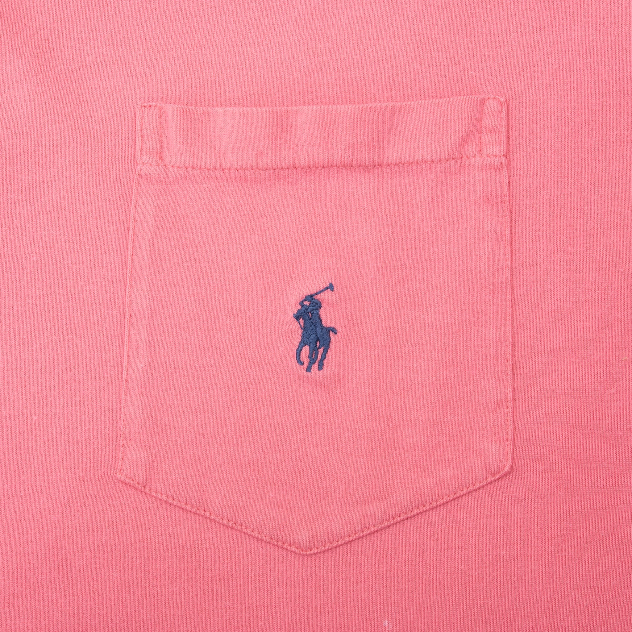 Vintage Polo Ralph Lauren Pink Pocket Tee Shirt 1990S Size Medium Made In Usa