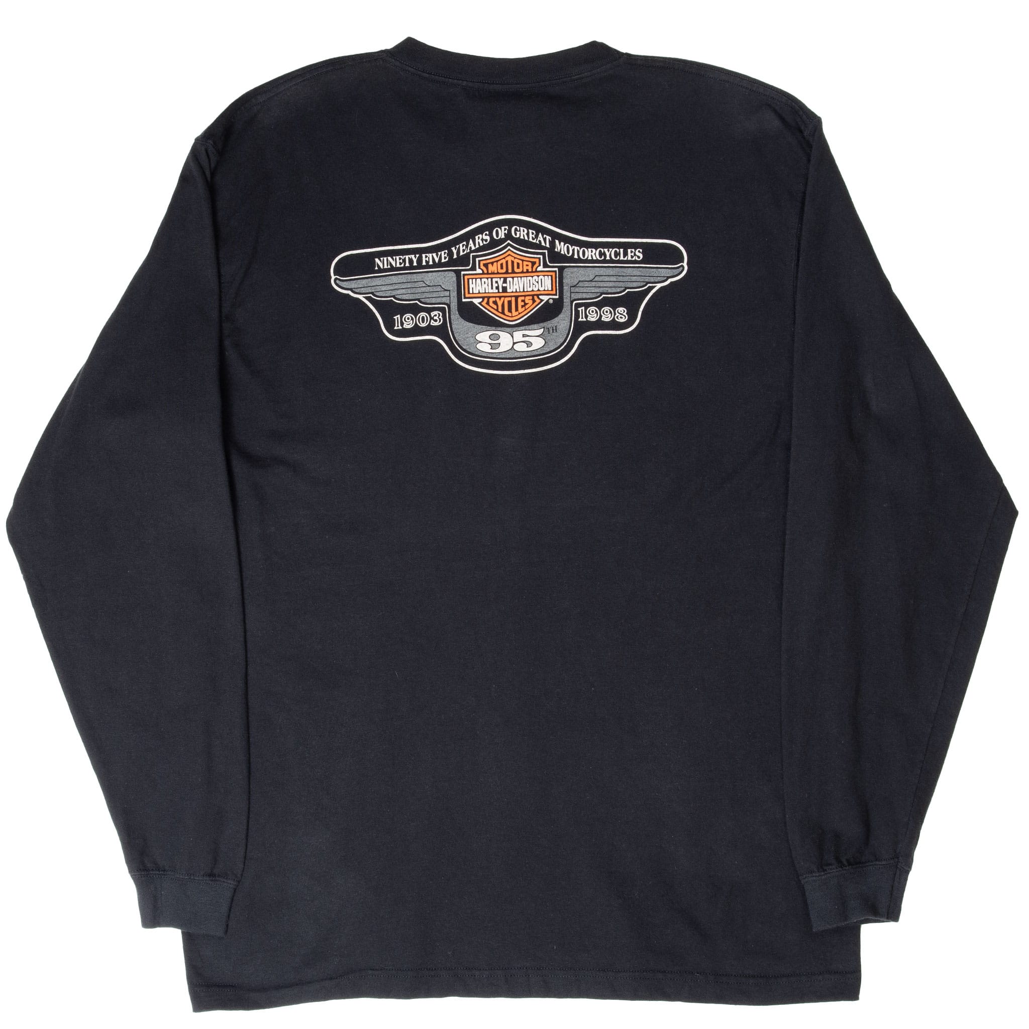 VINTAGE HARLEY DAVIDSON 95TH ANNIVERSARY LONG SLEEVE TEE SHIRT 1998 MEDIUM