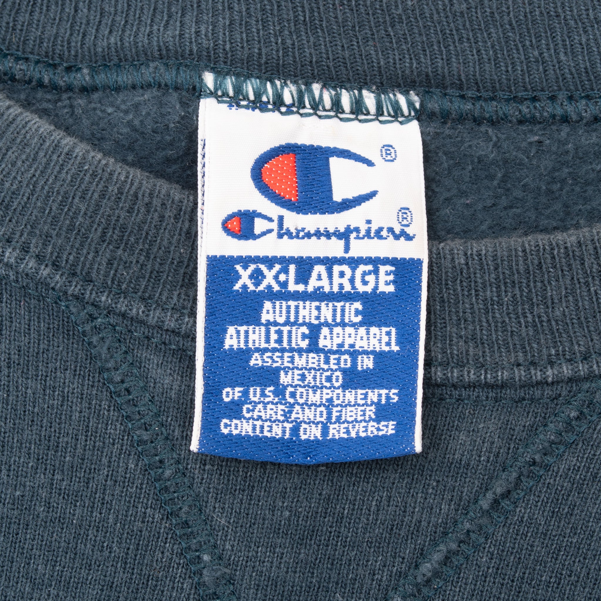 VINTAGE CHAMPION SMALL LOGO BLUE SWEATSHIRT 1990S SIZE 2XL