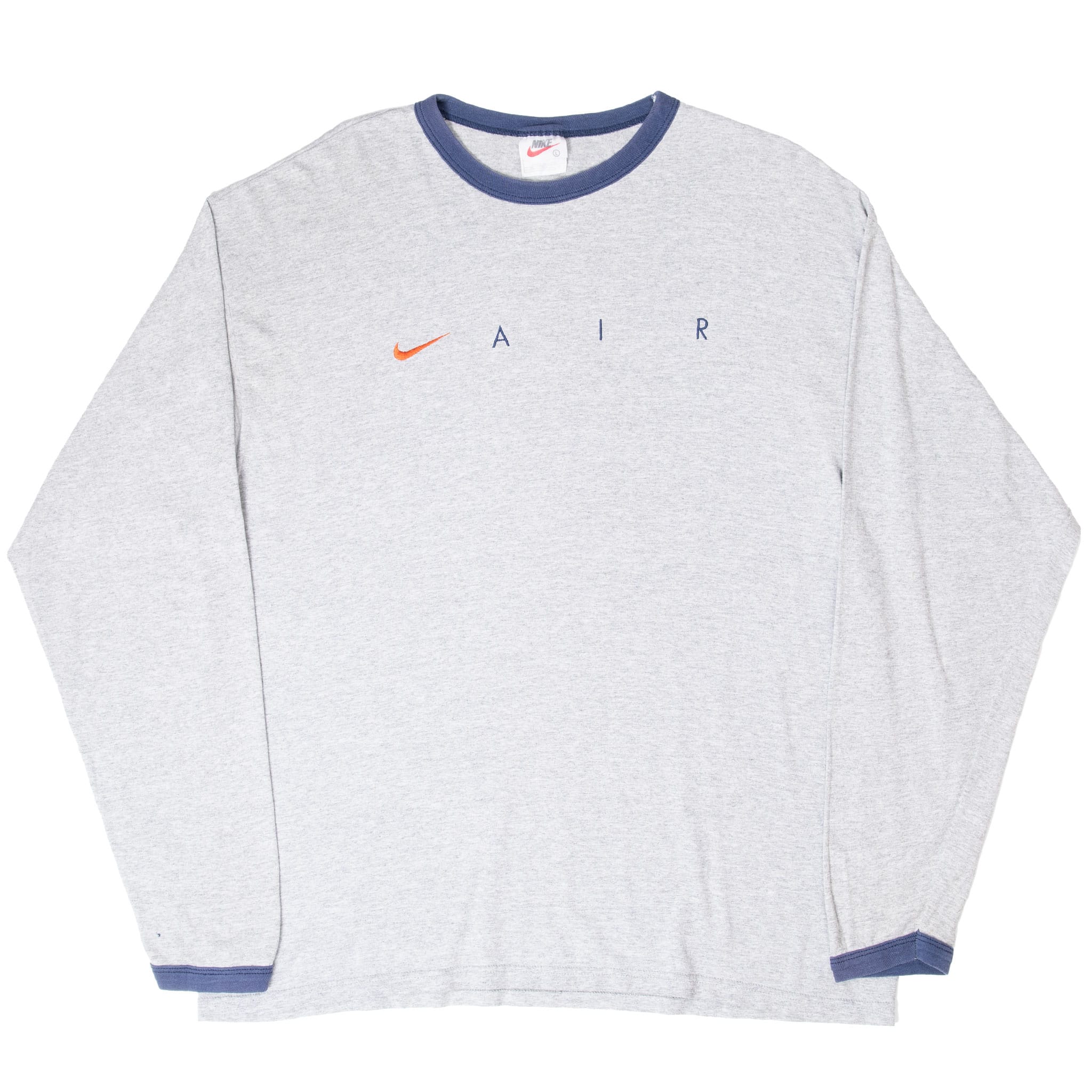 VINTAGE NIKE AIR LONG SLEEVE GREY TEE SHIRT 1990S SIZE LARGE MADE IN USA