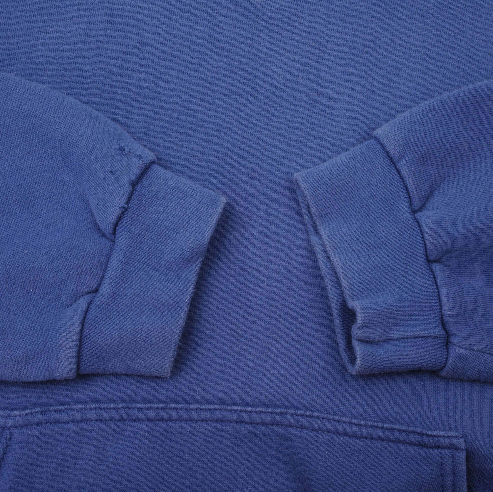 Vintage Blue Nike Center Swoosh Hoodie 1990S Size Medium Made In USA Travis Scott