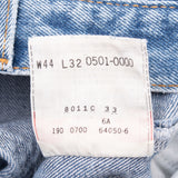 Vintage Levis 501 Indigo Blue Jeans 1990S Size 40X28 With A Beautiful Medium Light Wash And Some Light Whiskers

Size on Tag 44X32 Actual size 40X28

Back Button #190