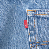 Vintage Levis 501 Indigo Blue Jeans 1990S Size 40X28 With A Beautiful Medium Light Wash And Some Light Whiskers

Size on Tag 44X32 Actual size 40X28

Back Button #190