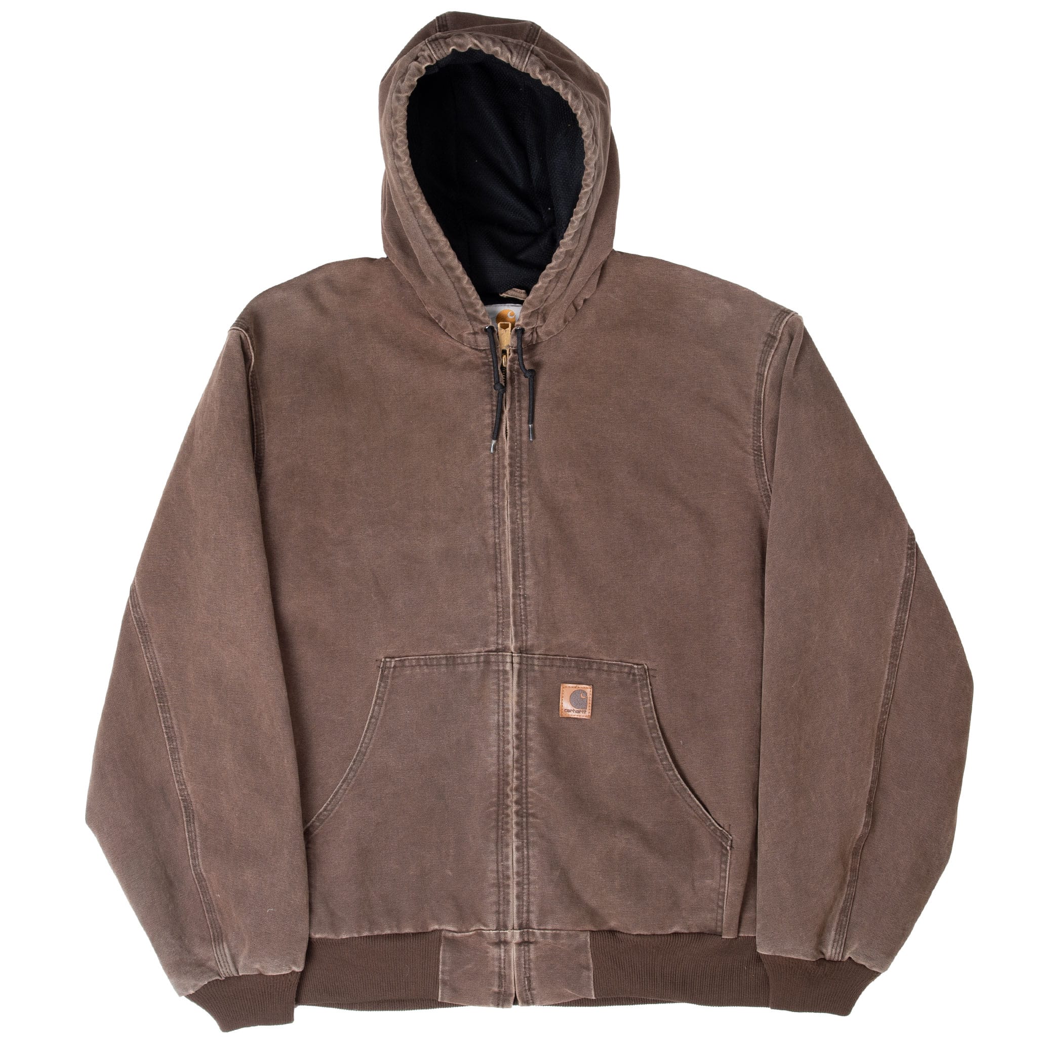 VINTAGE CARHARTT DARK BROWN ACTIVE HOODED JACKET J25CHT 2000S SIZE XL