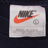 Vintage Nike Small Swoosh Embroidered Blue Tee Shirt Late 1990s Size Large Made In USA.